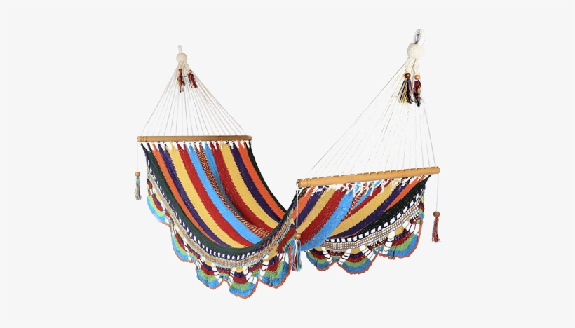 Nicaraguan Hammock - Small Crocheted Trim Stripy Hammock Colour: Multi, transparent png #2153495