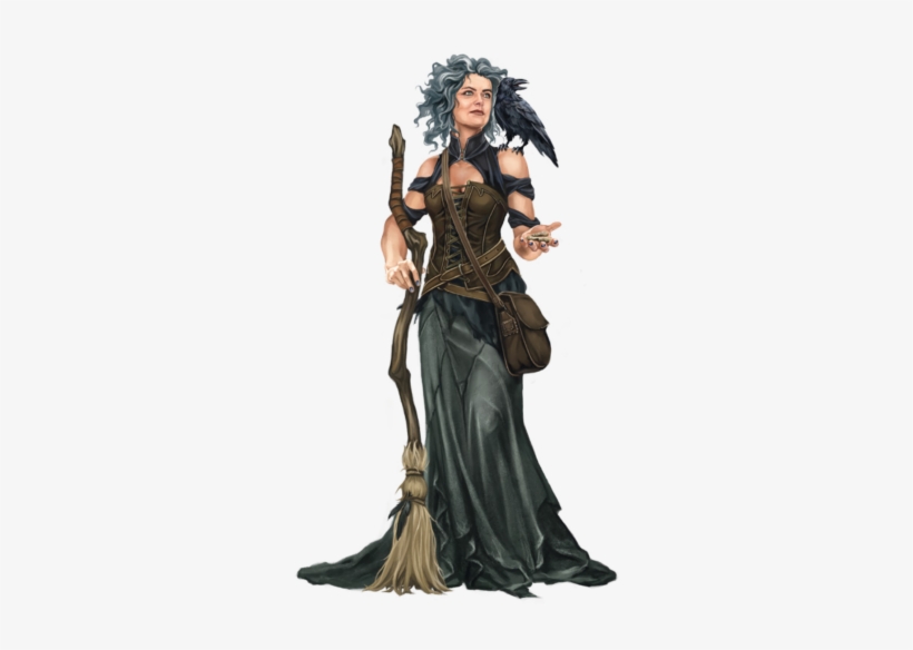 F Sorcerer Witch Broom Raven Midlvl Forest Hills Rough - Dsa Rabenhexe, transparent png #2153770