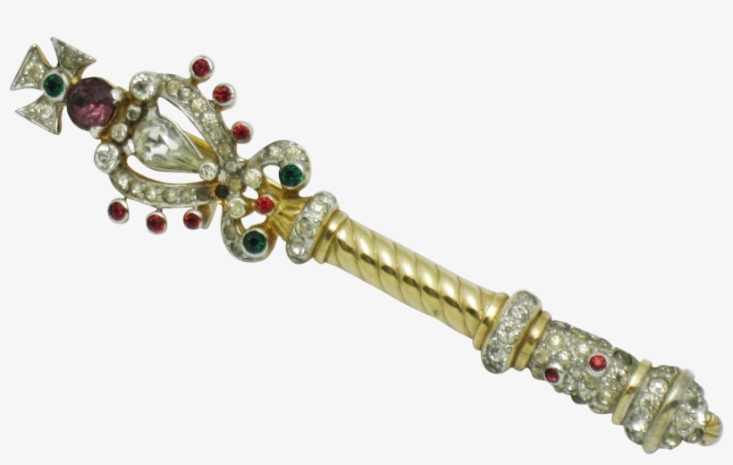 Mazer Bros 1950s Rare Gold Plated Gilt Crystal Rhinestone - Scepter Antique Png, transparent png #2155645