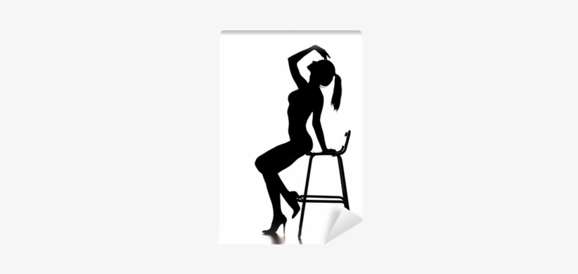 Silhouette Of Pretty Stripper On A Chair Wall Mural - Silhouette, transparent png #2156838
