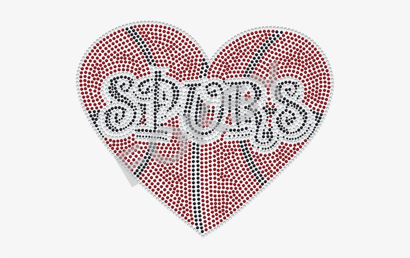 Basketball Heart Spurs Rhinestone Iron On Transfer - Heart, transparent png #2156966