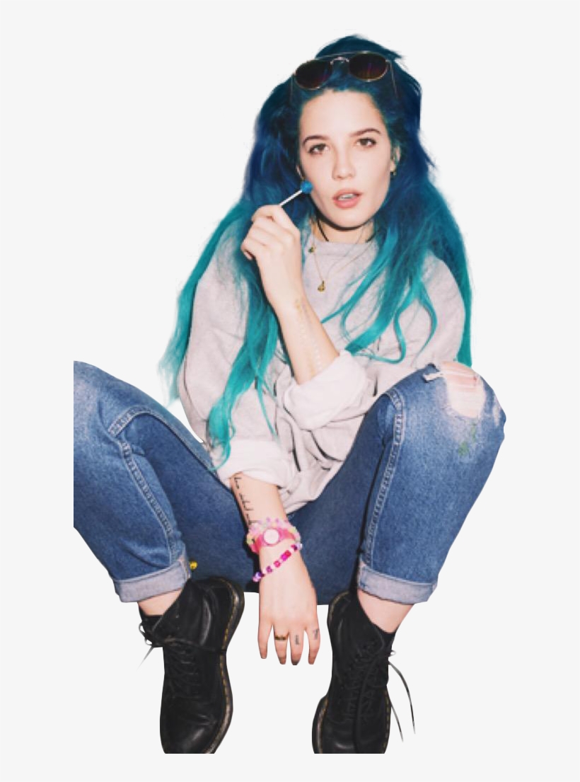 41 Images About Halsey✨💕 On We Heart It - Halsey Long Blue Hair, transparent png #2157674