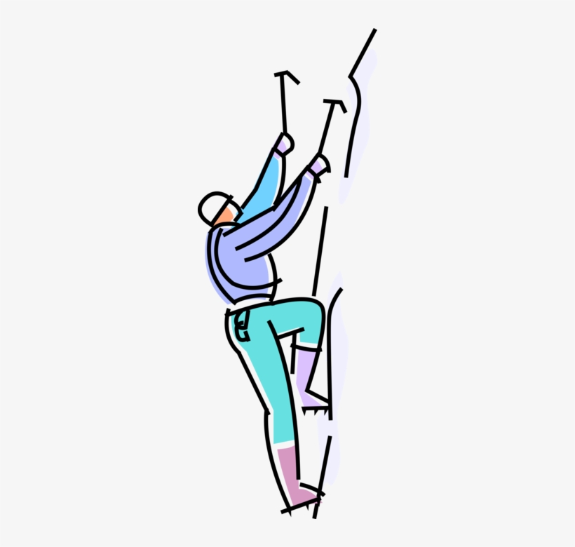Vector Illustration Of Ice Climber Ascends Inclined, transparent png #2159048
