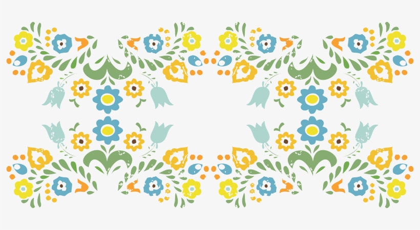 Folk Flower Design In My Fiesta Ware Colors Giftwrap - Fiesta Flowers Transparent, transparent png #2159892