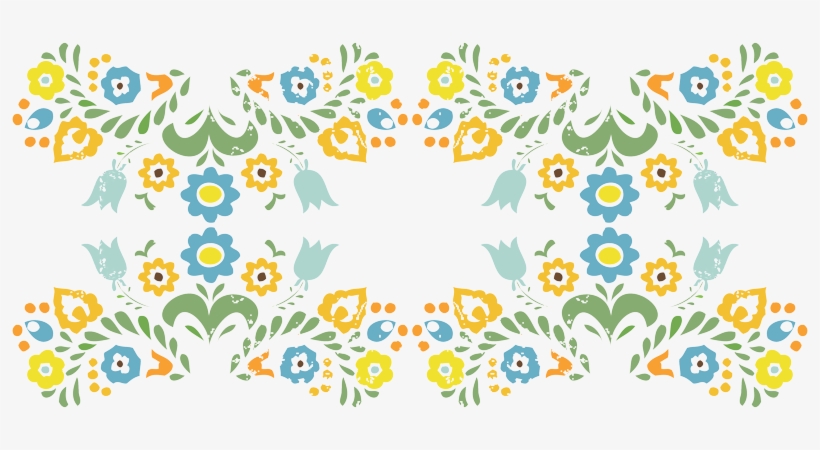 Folk Flower Design In My Fiesta Ware Colors Giftwrap - Fiesta Flowers Transparent, transparent png #2159892
