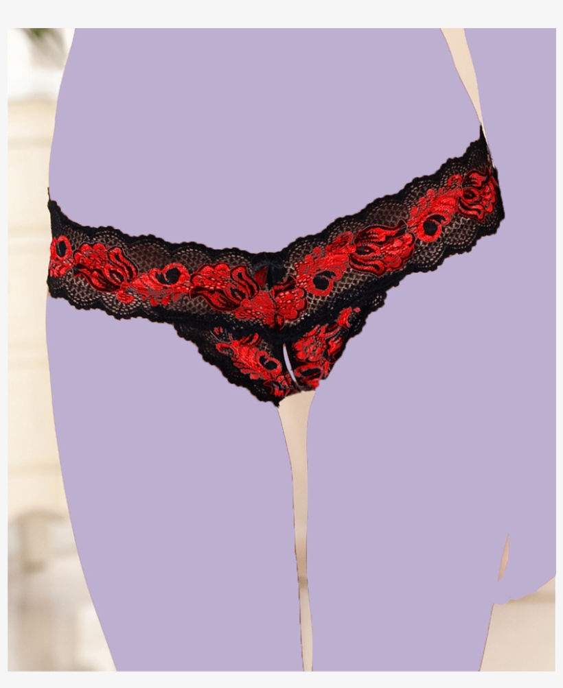 Cross-dyed Lace Crotchless Thong - Panties, transparent png #2161348