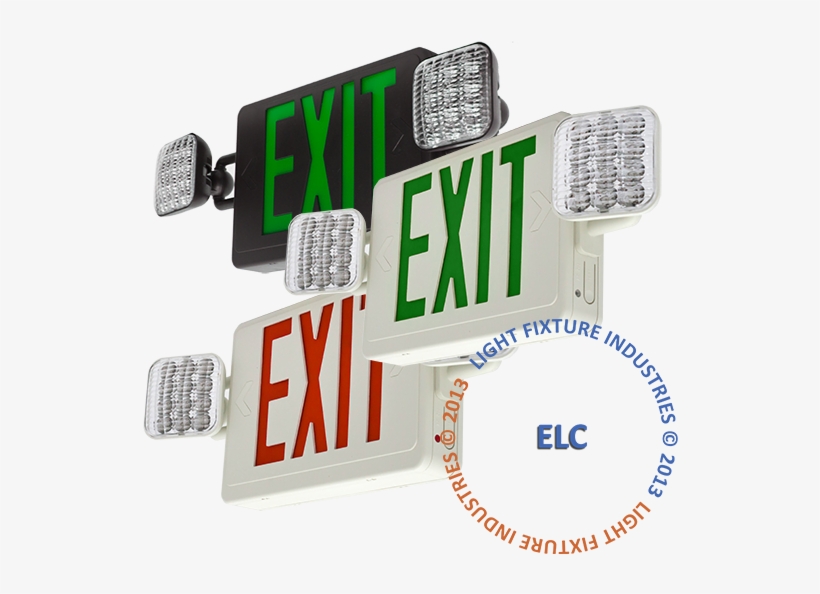 Combo Exit Sign Emergency Light Multi Options - Light Fixture Industries Lfi Lights - Hardwired Red, transparent png #2166989