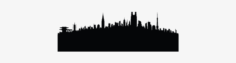 Tokyo Skyline Wall Wall Art Decal - Tokyo Skyline Black And White, transparent png #2169239