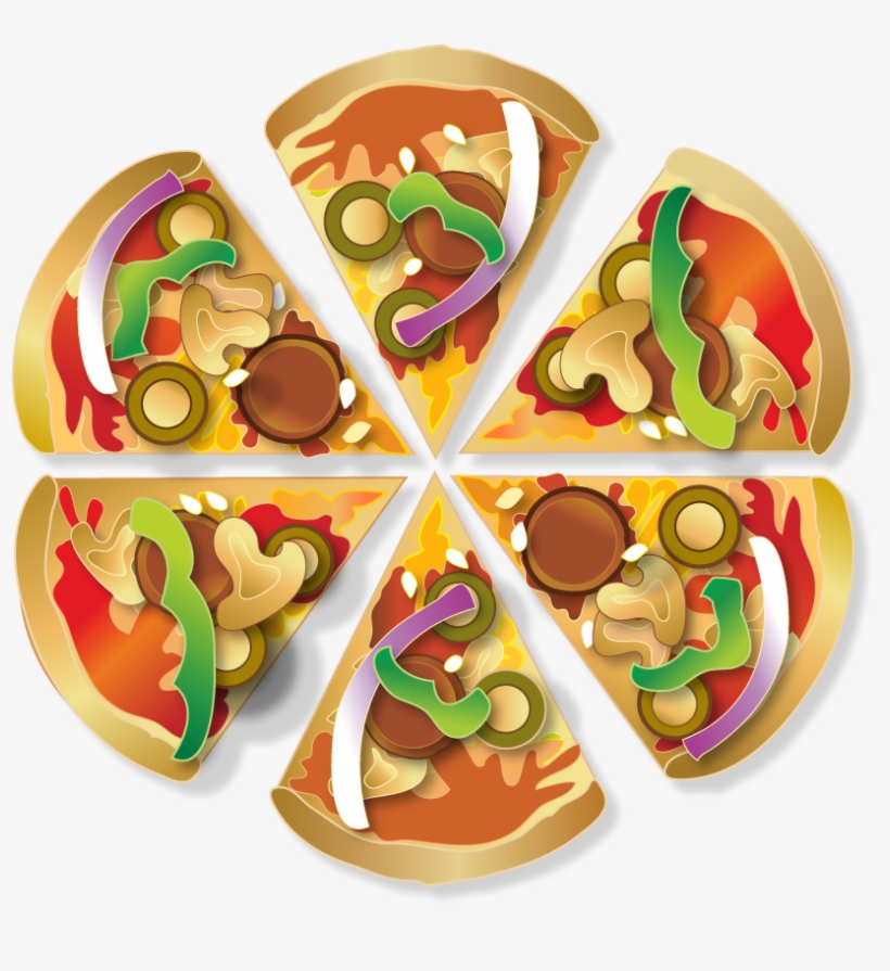 Pizza Vector 6 Slice - Chocolate, transparent png #2169341