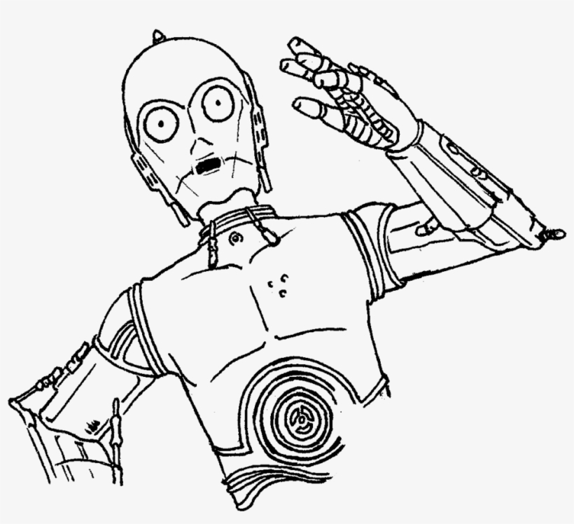 Drawn Star Wars C3po - Star Wars Drawings C3po, transparent png #2170978