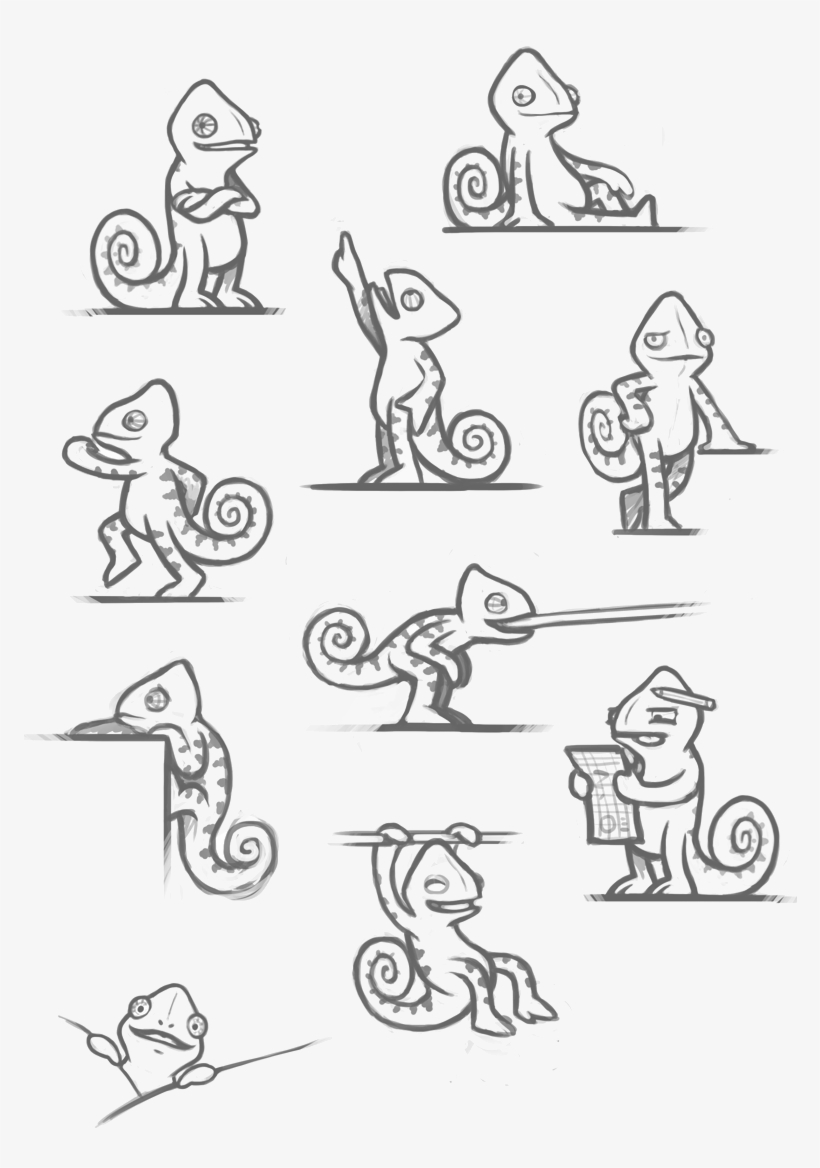 Sketches For Green Chameleon - Chameleon Character Sketches, transparent png #2171590