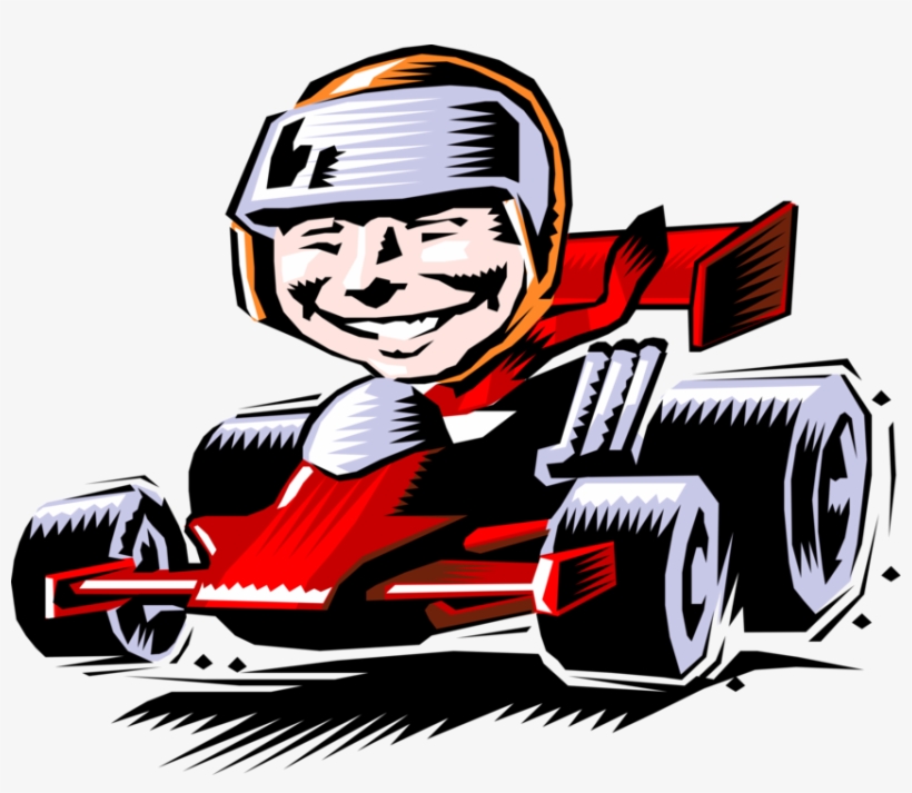 Vector Illustration Of Motor Race Car Motorist Driver - Race Car Driver Cartoon, transparent png #2172569