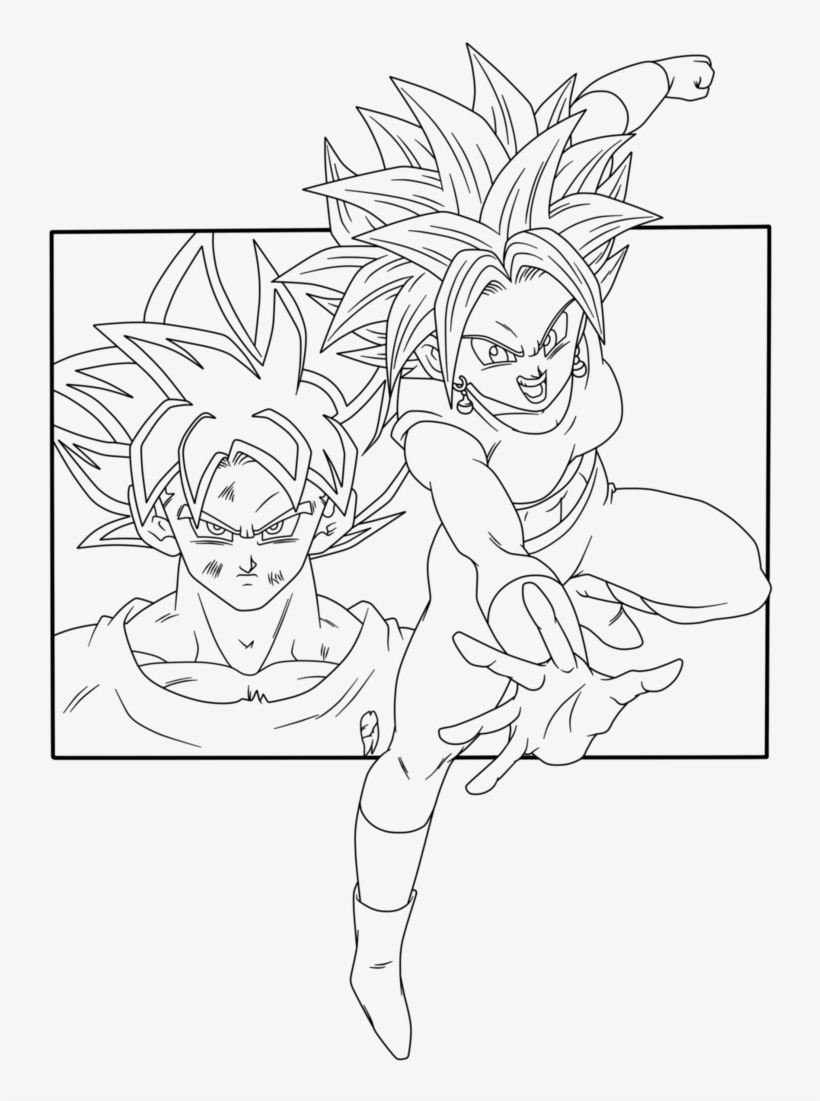 Lineart - Goku Vs Kefla Lineart, transparent png #2173056