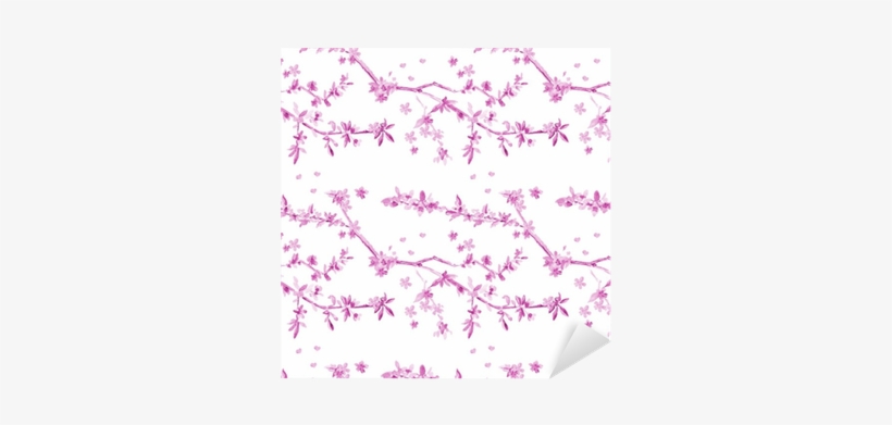 Elegant Seamless Texture With Almond Blossom Flowering - Painting, transparent png #2173354