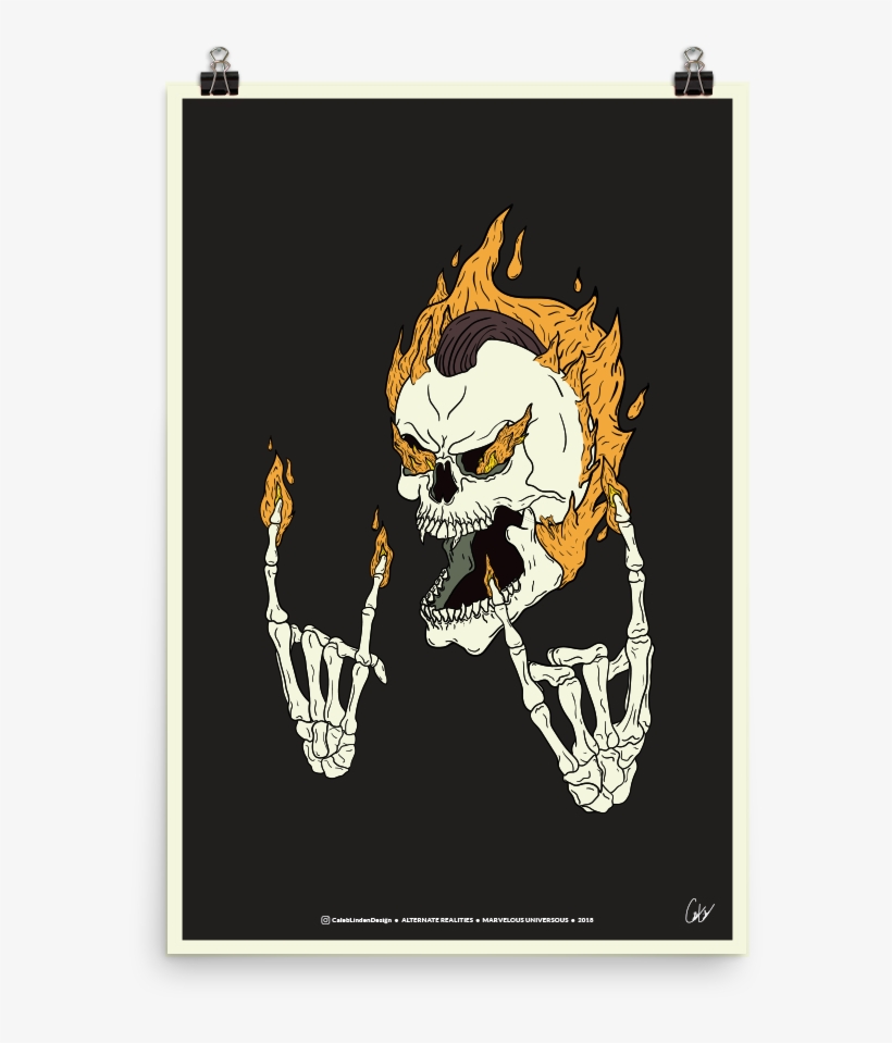 Ghost Rider Skater Marvel Print, transparent png #2174107