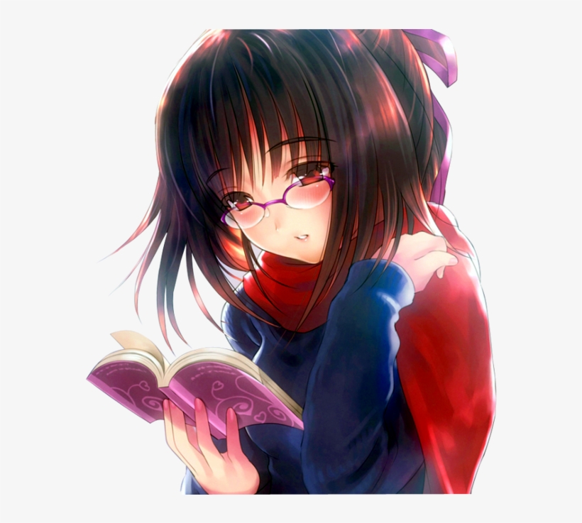 Cute Anime Girl Reading Book - Anime Girl With Book Png, transparent png #2174286