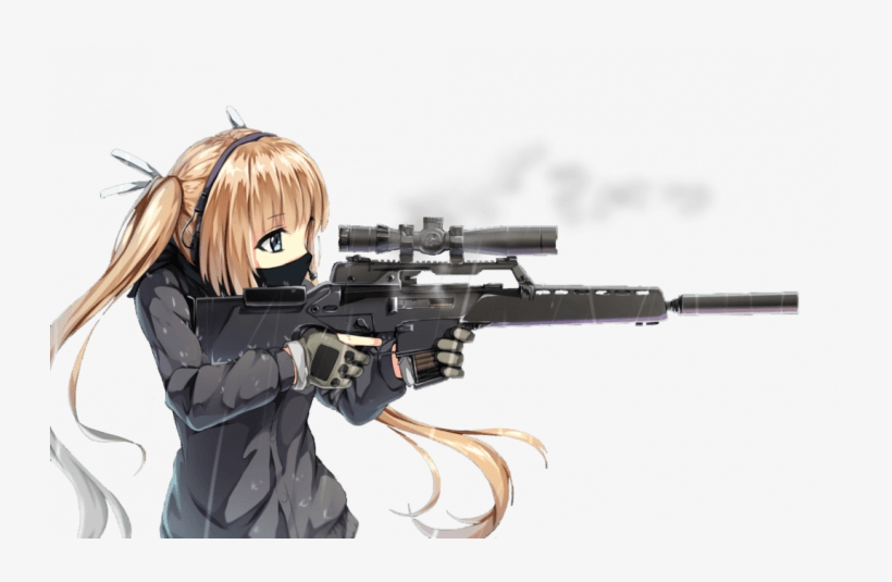 Cute Anime Girl Soldier - Anime Cool Girl With Gun, transparent png #2174708