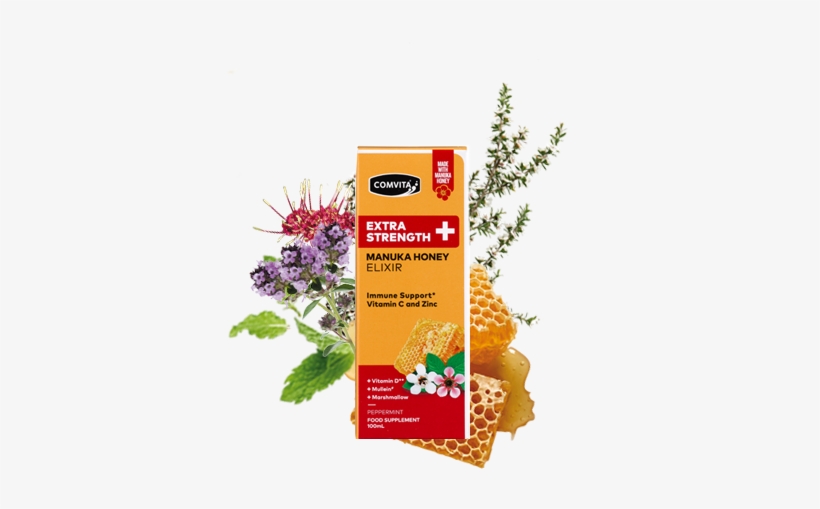 With Double Vit C & Zinc, Vit D & Herbs - Comvita Manuka Honey Elixir Extra Strength 100ml (100ml), transparent png #2175272