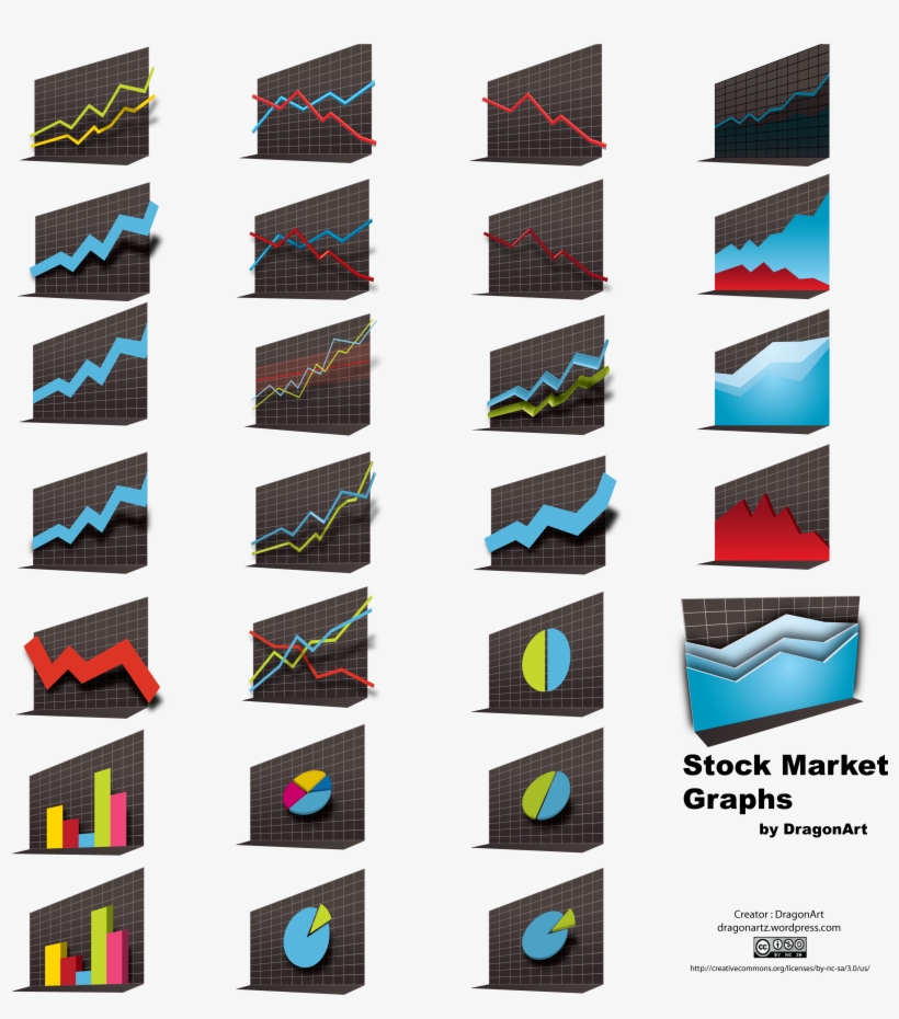 Vector Stock Market Graphs 3d By Dragonart - Stock Exchange Graph Vector, transparent png #2175655
