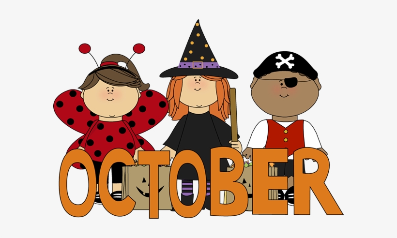 October Trick Or Treaters Clip Art - October Clipart, transparent png #2175987