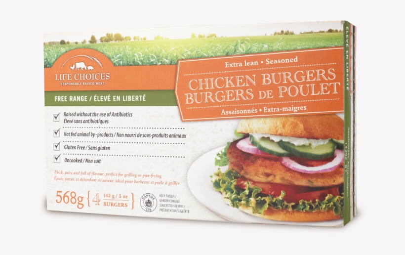 Which Means Our Chickens Are Raised Without Antibiotics - Life Choices Chicken Burgers, transparent png #2177844