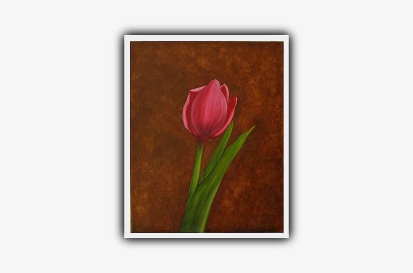 Red Tulip 1 Of 3 Oil On Canvas - Oil Painting, transparent png #2178229