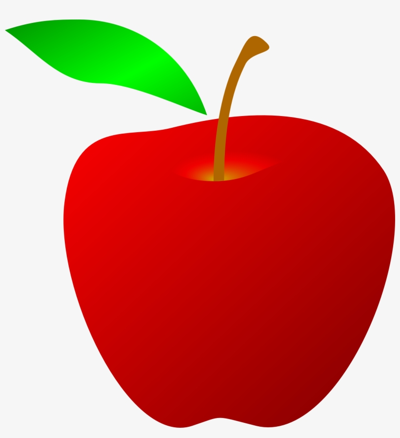 Drawing Of Red Apple With Green Leaf Free Image - Transparent Apple Clip Art, transparent png #2178640