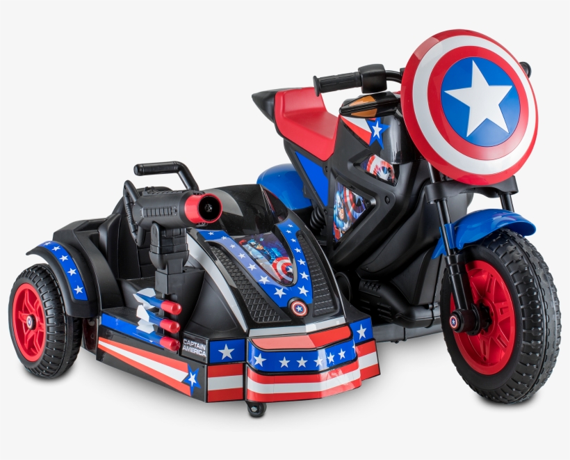 Marvel Captain America Motorcycle And Side Car - Captain America Motorcycle With Sidecar, transparent png #2178679