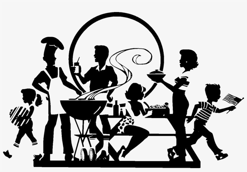 Barbecue Clip Art Clip Royalty Free Library - Dinner Party Clipart Black And White, transparent png #2179578