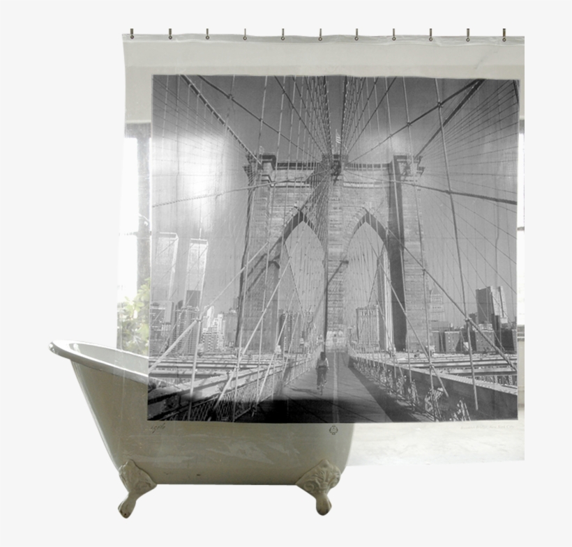 World Destinations Shower Curtains, Brooklyn-0 - Brooklyn Bridge Peva Shower Curtain, transparent png #2181794