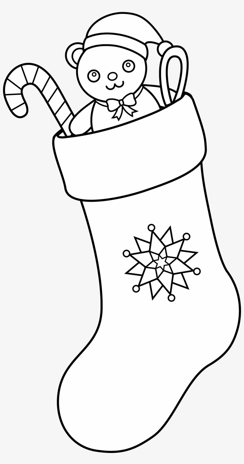 Svg Free Christmas Stocking Art Free Clip Coloring - Christmas Stocking Clipart Black And White Png, transparent png #2184070