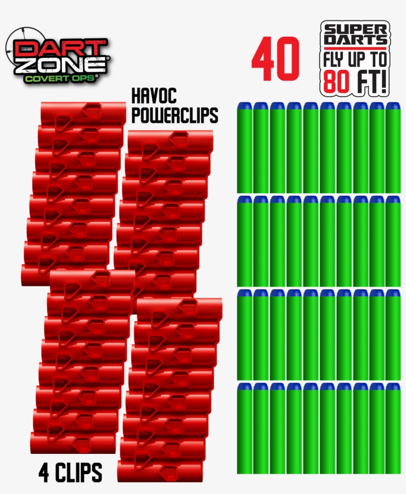 Dart Zone® Havoc Ammo Powerclip And Dart Refill Pack - Dart Zone Havoc, transparent png #2186202