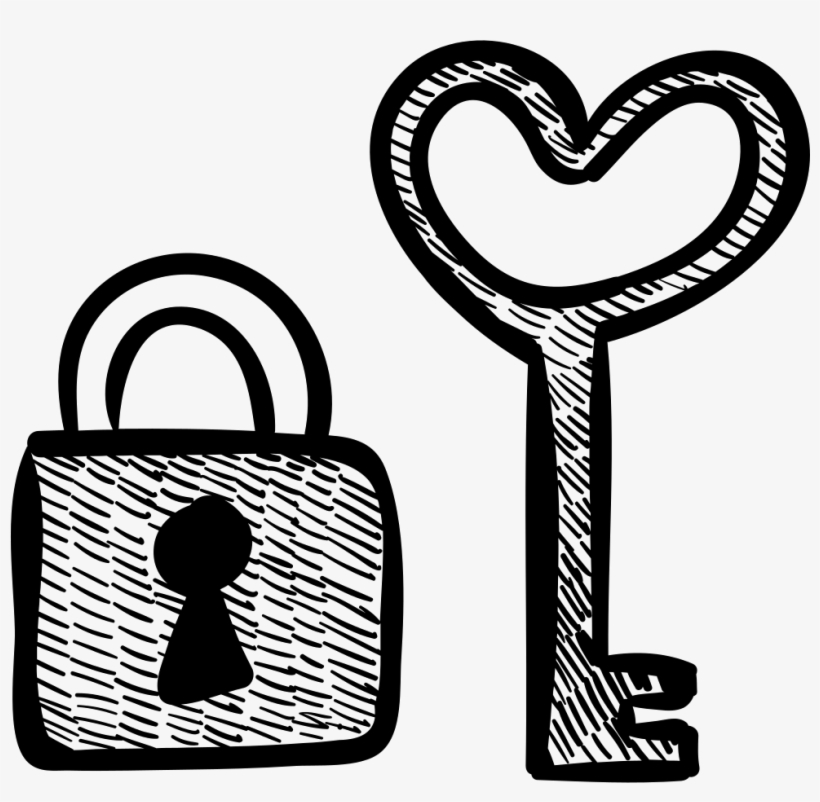 Heart Shaped Key And Padlock Comments - Candado Y Llave Dibujo, transparent png #2188067
