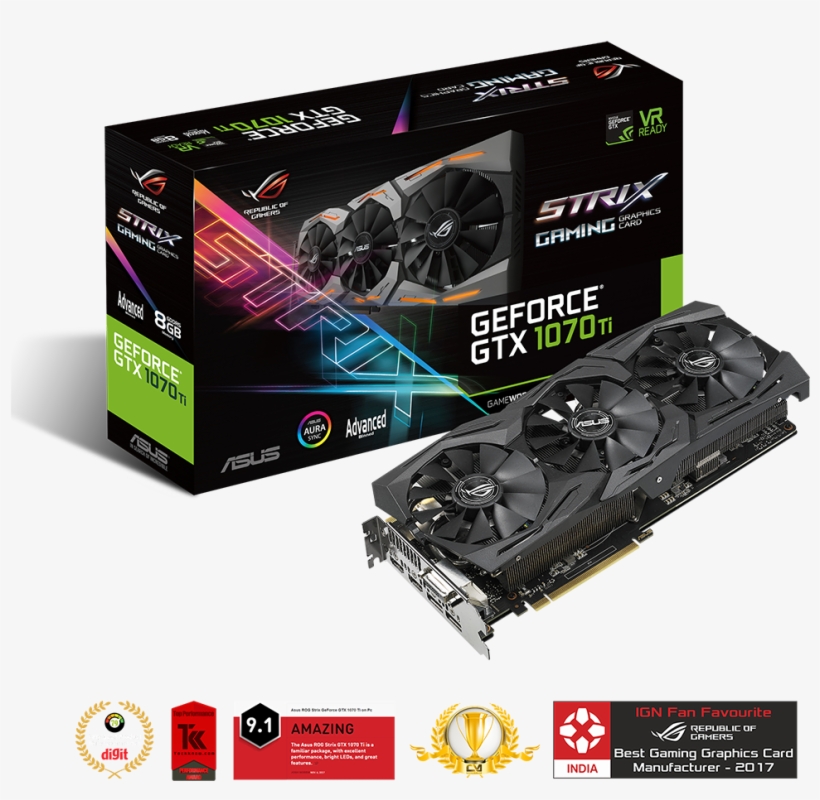 Lightbox - Asus Rog Strix Geforce Gtx 1070 Ti A8g, 8gb, transparent png #2189358