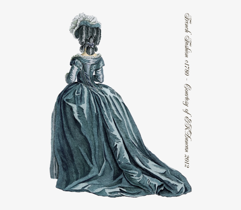 1780 "robe À L'anglaise" Style Fashion Plate - Rococo Gown Back, transparent png #2189917
