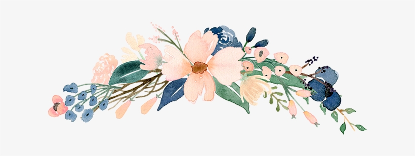 My Story - Navy Blush Watercolor Flowers, transparent png #2190298