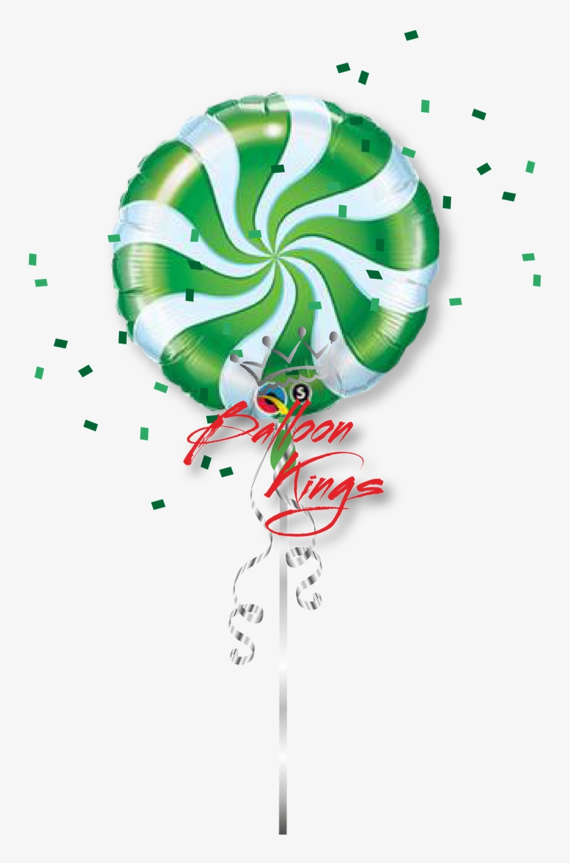 Candy Swirl Green - Red And White Mylar Balloons, transparent png #2191775