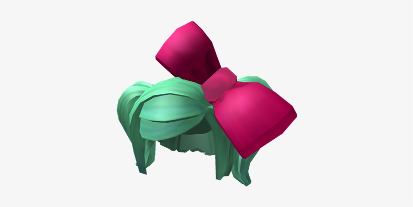 Green Hair With Oversized Bow - Roblox Green Hair - Free Transparent