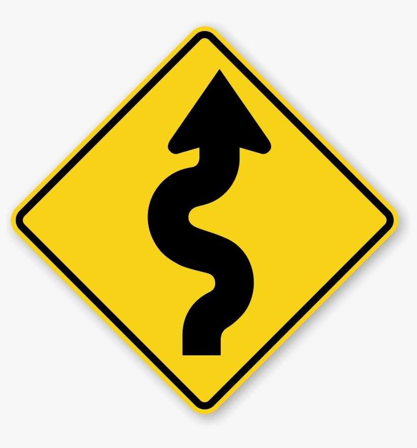 Narrow Road Signs - Winding Road Sign, transparent png #2194096