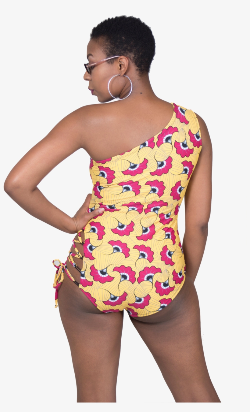 Nya One Shoulder Lace Up One Piece Swimsuit, African, transparent png #2194938