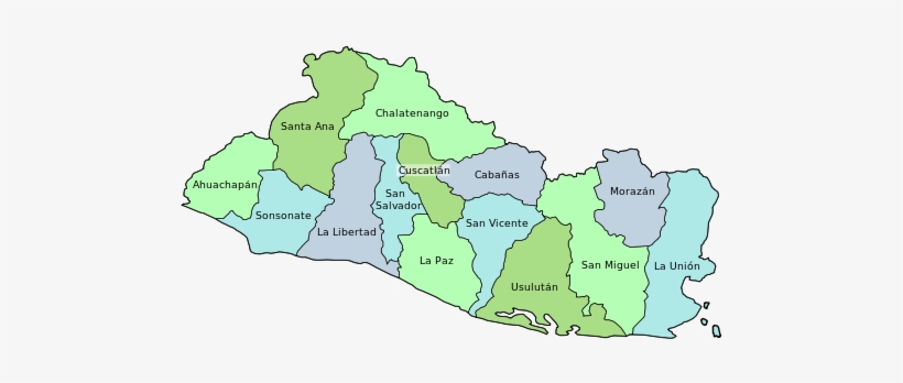 Map Of The Departments Of El Salvador With Names - El Salvador States, transparent png #2194953