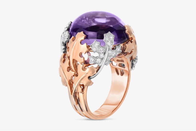 Roberto Coin Cabochon Ring With Amethyst And Diamonds - Amethyst, transparent png #2195662