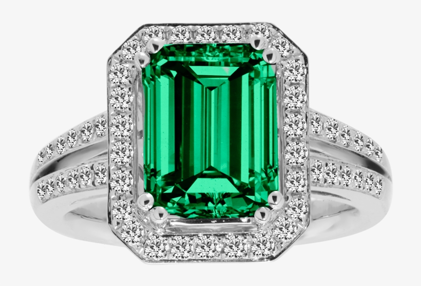 Colombian Emerald Ring - Tommaso Design Emerald Cut 8x6mm Created Pink Sapphire, transparent png #2195824
