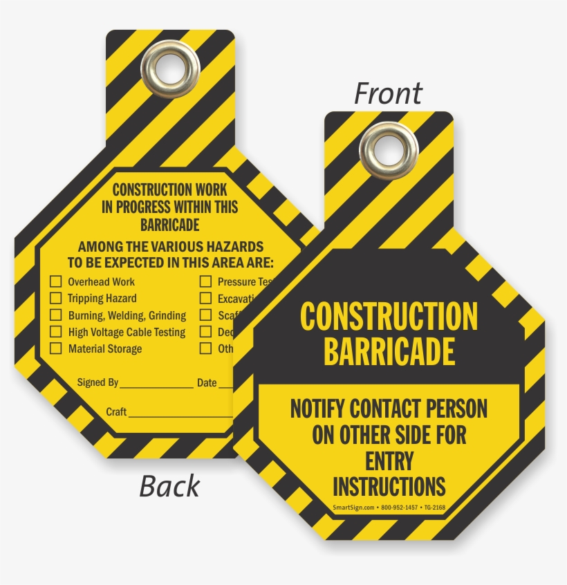Construction Barricade Notify Contact Person Tag - Construction, transparent png #2196066