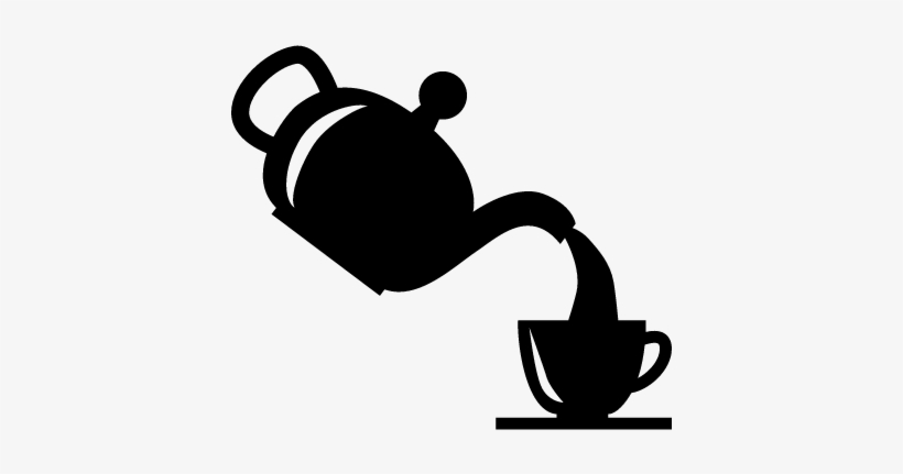 Serving Tea In A Cup From A Teapot Vector - Bule E Xicara Desenho, transparent png #2197152