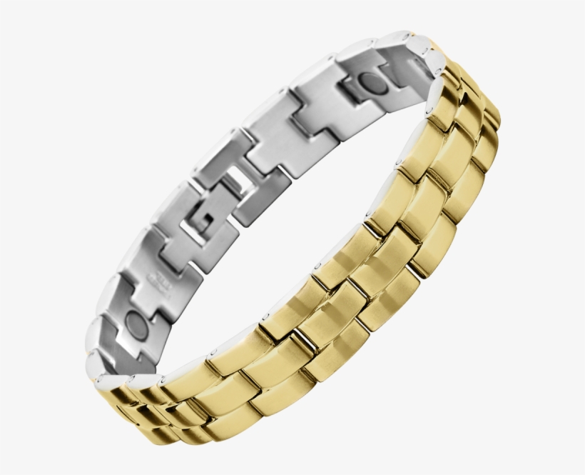 Stainless Steel Men's Bracelet With Gold Plated Outer - Gold Bracelet For Men Png, transparent png #2197257