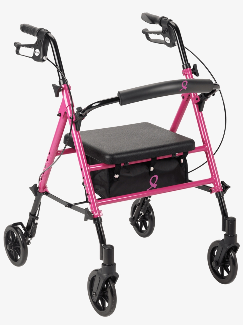Breast Cancer Awareness Adjustable Height Pink Rollator - Drive Rollator, transparent png #2197829