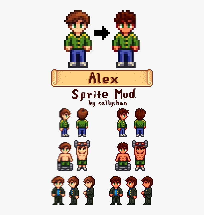 Released Portrait Accurate Alex - Stardew Valley Character Sprite, transparent png #2197950