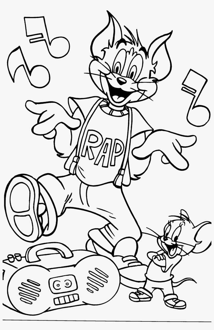 Tom And Jerry Were Singing Along Coloring Pages - Tom And Jerry Black And White Coloring Pages, transparent png #2199975