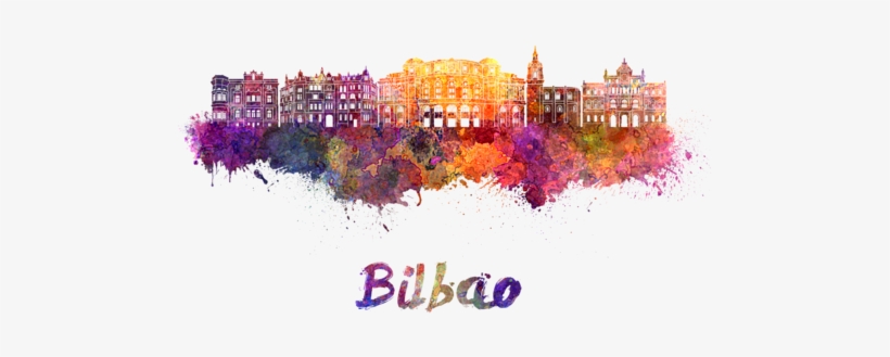 Bleed Area May Not Be Visible - Bilbao Skyline Watercolor, transparent png #220337
